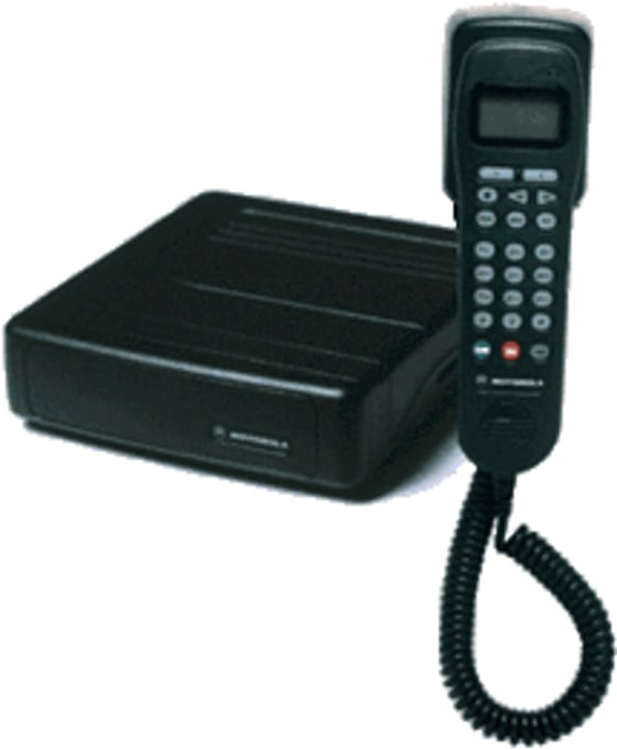 Circa 1985: This modern-day Motorola iDen m470 phone is made for office use and can also be installed in a car.